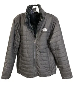 North Face Girls Mossbud Swirl Black Puffer Reversible Jacket Size XL 18 - Picture 1 of 13