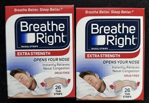 🛏️ Lot of 2 Breathe Right Extra Strength Nasal Strips – 52 Total Tan Strips - Picture 1 of 3
