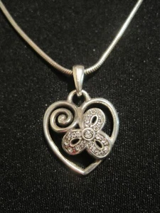 Collar Corazón Brighton Tono Plata con Estrás 18" Largo En Estaño - Imagen 1 de 5