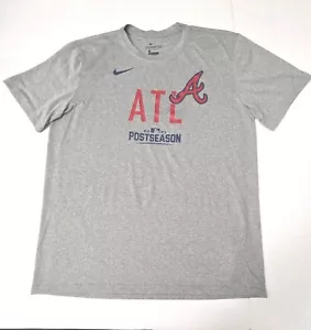 Atlanta Braves Baseball Nike Tee Dri Fit Men's Gray 2021 Postseason Size L NWOT - Picture 1 of 5