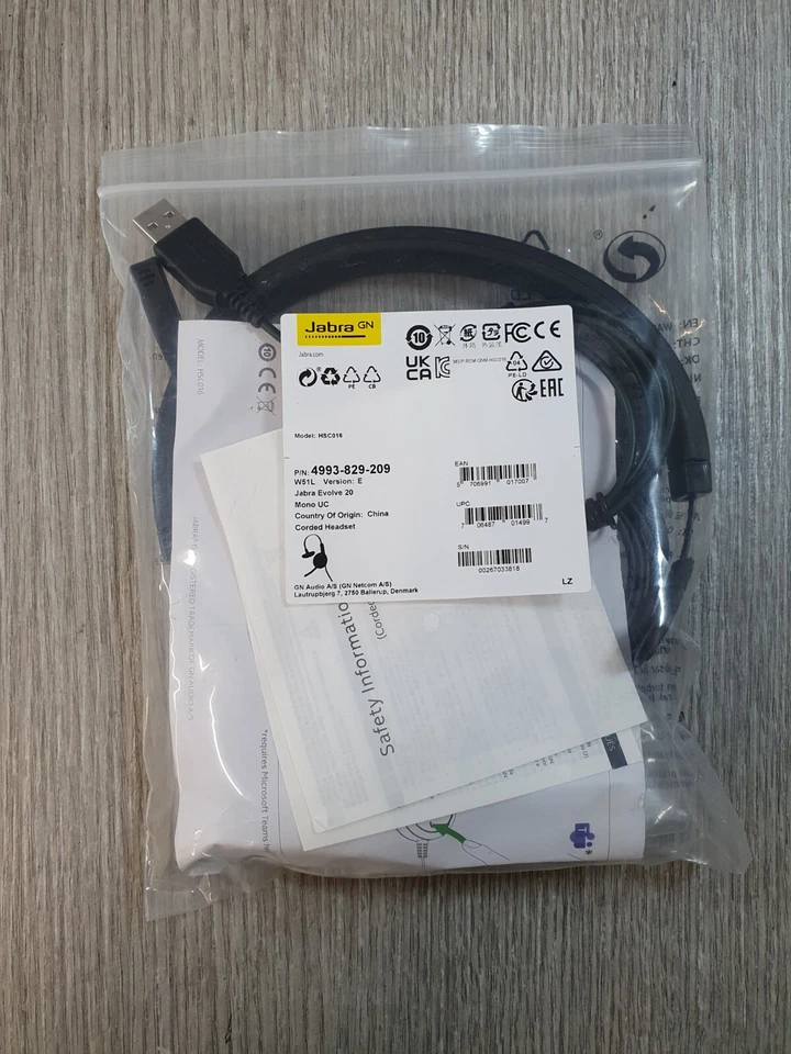Jabra Evolve 20 MS Mono USB PC Model: HSC016 Headset NEW EB1802 - Image 1 of 3