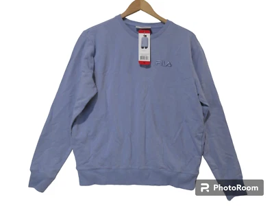 NWT Sz M Fila Women's Blue Sweatshirt POCKETS Pullover Logo Cotton Boxy Cabin - Image 1 of 4