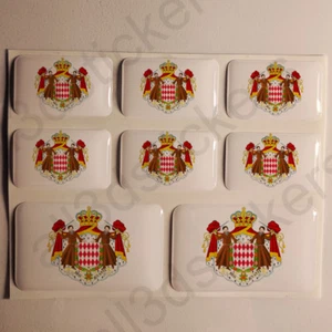 Sticker Monaco Resin Domed Stickers Monaco Coat of Arms 3D Vinyl Adhesive Card - Picture 1 of 3
