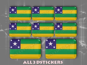 8 x 3D Stickers Resin Domed Flag Sergipe - Adhesive Decal Vinyl - Foto 1 di 1
