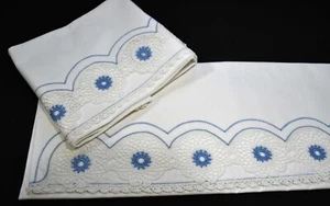 Fundas de almohada de algodón vintage de 1930 con borde ancho de encaje medallón de ganchillo - Imagen 1 de 7