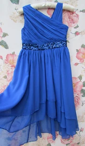 MONSOON Royal Blue Floaty Sequin Chiffon Party Occasion Dress 10-11 £50 WORNONCE - Picture 1 of 12