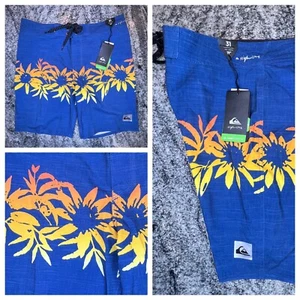 Quicksilver Choppa Board Short Men’s 31 Surf Swim Trunks Floral Blue STRETCH - Picture 1 of 7