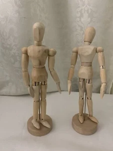 2- 8.5"inch Wooden Human Artist Model Posable Figures - Picture 1 of 4