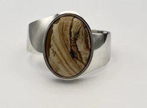 Bracciale Polsino Largo DTR Jay King Jasper Argento Sterling 1,80"" 57,8 gr - Foto 1 di 10