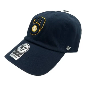 '47 Brand Clean Up Milwaukee Brewers Hat Cap Strapback Navy Blue Adjustable Dad - Picture 1 of 9