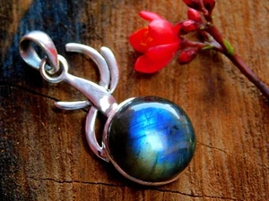 Pure 925 Sterling Silver Tribal Inspired Genuine Silver Pendant With Labradorite - Picture 1 of 10