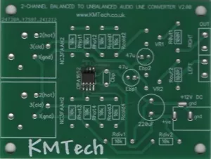 Stereo Balanced to Unbalanced Converter OPA1652 BARE PCB + INSTALLED SOIC - Picture 1 of 3