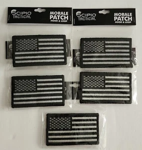 Scipio Tactical Morale Patch United States Flag Lot of 5 Flag Black and Gray - Picture 1 of 3