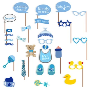 Baby Shower Photo Booth Props, Its a Boy Baby Decorations 29pcs, NO NEED DIY, US - Picture 1 of 5