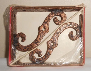 SEARS Olde Kupfer Finish geschmiedetes Eisen dekorative Klammern Paar 4x3" Neu aus altem Lagerbestand keine Schrauben - Bild 1 von 8