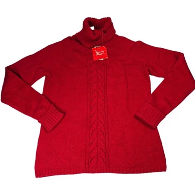 Suéter St Johns Bay malha cabo vermelho gola alta cabelo de coelho médio mistura angorá - Imagem 1 de 4