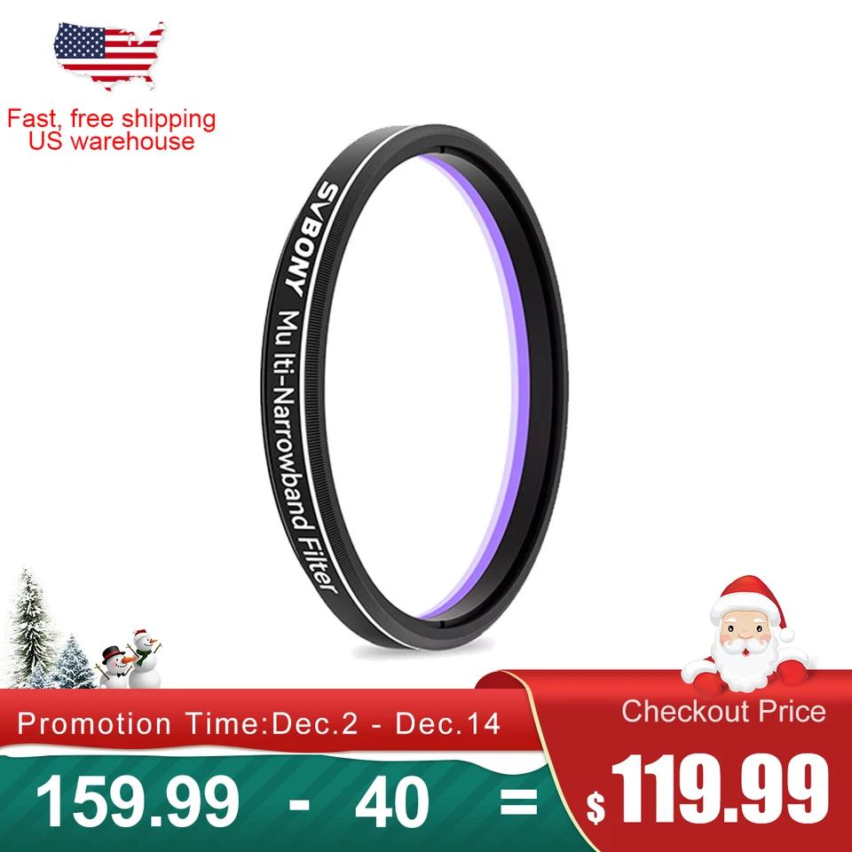 Filtro de galaxia y nebulosa multibanda estrecha SVBONY SV240 2" para astrofotografía urbana Foto 1 de 4