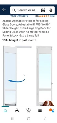 Puerta corredera de vidrio para mascotas Eillion AF-1309 que se abre, mascotas grandes 91 7/16-96" Foto 1 de 4