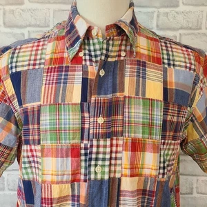 Camisa Brooks Brothers 346 Botones Patchwork Algodón Madrás Manga Corta Preppy M - Imagen 1 de 7