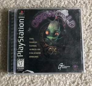 Oddworld: Abe's Oddysee PS1 (Sony PlayStation 1, 1997) Etiqueta Negra CIB Completo - Imagen 1 de 7