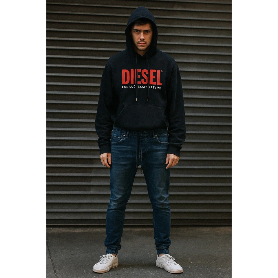Diesel Waykee Jeans Para Hombres 28 Jeans Denim Pantalones de Sudadera Lavado Oscuro Motociclista Diseñador Foto 1 de 4