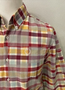 FRED PERRY Camicia Uomo (42" Vestibilità Grande) Manica Lunga a Quadri Multicolore - Foto 1 di 7