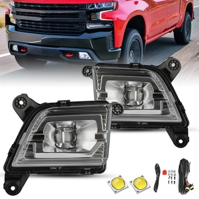 LED DRL Fog Lights Lamp w/Harness For 2019-2022 Chevy Silverado 1500 Left&Right - Image 1 of 4