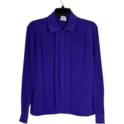 Blusa plisada frontal con botones manga larga púrpura talla 8 8 KORET para mujer Foto 1 de 4