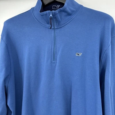 Vineyard Vines синий 1/4 молнии пуловер легкий куртка SZ XXL Перу хлопок - Изображение 1 из 4