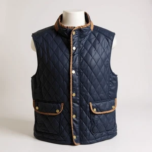 Alan Flusser Men’s Large Black Quilted Vest Zipper Front Pockets Jacket - Picture 1 of 7