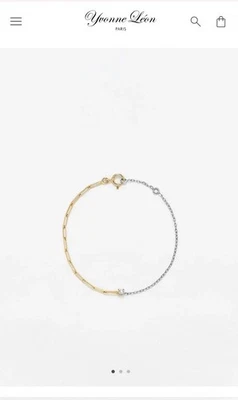 Brazalete de diamantes de oro amarillo blanco 18k 50/50 Yvonne Leon $1450 Foto 1 de 4