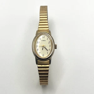 Vintage Timex Damenuhr goldfarben funktioniert Stretch dünnes Band wie abgebildet - Bild 1 von 11