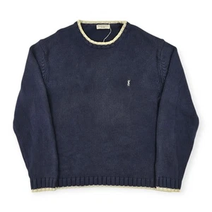Yves Saint Laurent YSL Vintage Knitted Jumper Blue Men's XL - Picture 1 of 7