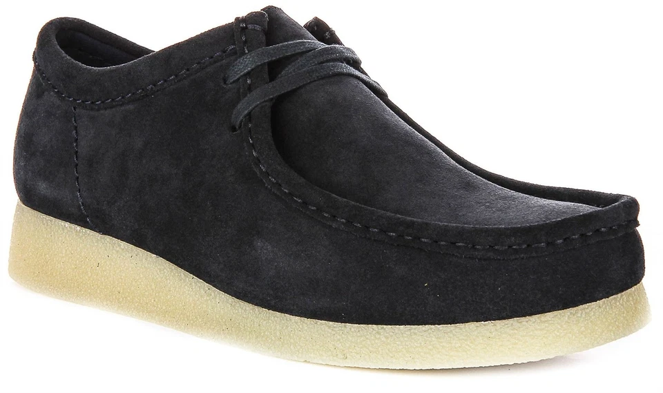 CLARKS Wallabee ante Suave Suela Crepé Chukka Hombre Zapato Negro Informal GB 7 - Imagen 1 de 1