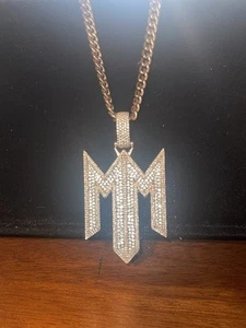 MOISSANITE 925 Silver custom Letter M with Star. Free Miami Cuban with purchase. - Picture 1 of 4