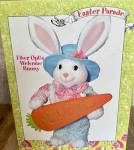 Vintage Glasfaser Willkommen Osterhase Hase Karotte beleuchtet Brandneu! - Bild 1 von 6