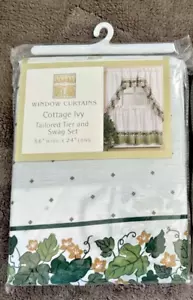 Menge 2 CHF Fenstervorhänge Landhaus Efeu maßgeschneidert Ebene & Swag Set 56” x 24” Neu - Bild 1 von 2
