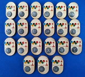 XXII Olympic Games 21 Soviet Sport Pin Boxing Judo Fencing Archery USSR 1980 RAR - Picture 1 of 10