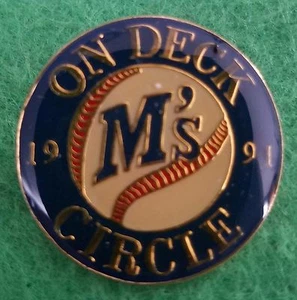 Seattle Mariners 1991 En Cubierta Círculo Vintage Solapa Pin Botón Pinback Griffey - Imagen 1 de 1