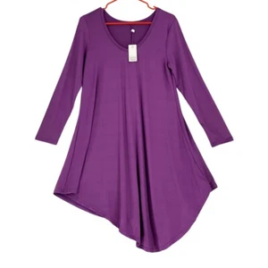 Lover Beauty Women’s Scoop Neck Long Sleeve High Low Dress Purple Size S - Picture 1 of 11