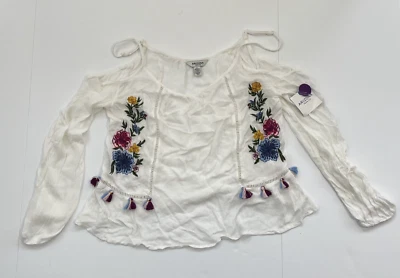 Nuevo con etiquetas Top Arizona Blanco Floral Bordado Hombro Frío Boho Talla L Foto 1 de 4