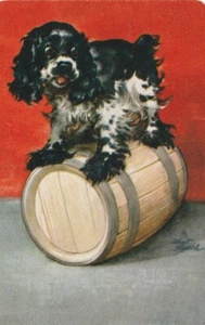 Butch Dog on Barrel, by Albert Staehle, Single Swap Card - Bild 1 von 1