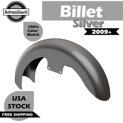 Advanblack Billet Silver 19" Reveal Wrapper Hugger Front Fender Fits Harley 09+ - Image 1 of 4
