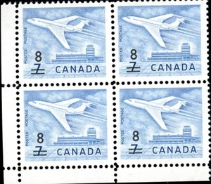 Canada Stamp CB#430 - Jet Plane, Ottawa (1964) 8¢ on 7¢ 8¢ on 7¢ (no. 414) - Bild 1 von 1