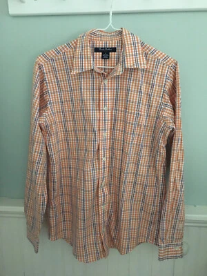 Camisa de vestir Brooks Brothers naranja/blanco/azul manga larga para niño - grande Foto 1 de 3