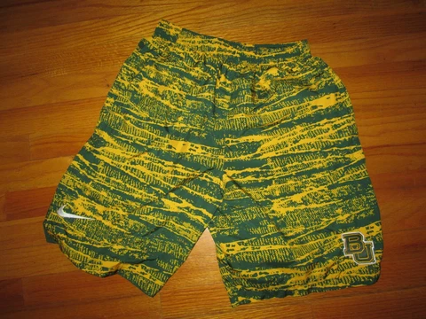 NIKE Baylor University Bears Green Yellow Elastic Basketball Swim Trunks M EUC Cover