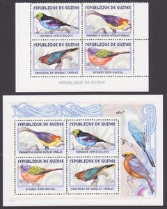 REPUBLICA DE GUINEA 2001 FAUNA PAJAROS 4 VALORES + HOJITA BLOQUE NUEVOS MNH - Imagen 1 de 1