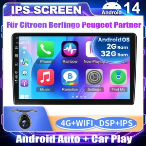 9"Android 14 Autoradio Für Citroen Berlingo Peugeot Partner Navi CarPlay 2G+32GB - Bild 1 von 16
