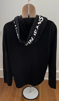 CALVIN KLEIN JEANS Women Black Pullover Hoodie M Logo Hoodie Sweater 100% Cotton - Image 1 of 4