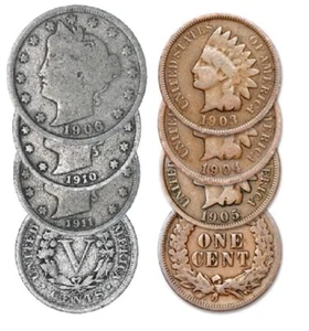 Lot of 6 Coins 3 Indian Head Cents & 3 Liberty Nickels Nice Collectors US Coins! - Picture 1 of 1